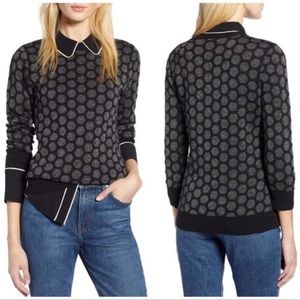 Halogen X Atlantic Pacific Black Metallic Dot Sweater